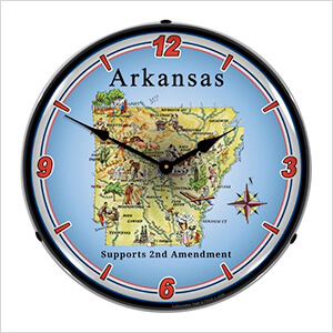 Arkansas Supports the 2nd Amendment Backlit Wall Clock