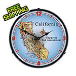 Collectable Sign and Clock California Supports the 2nd Amendment Backlit Wall Clock