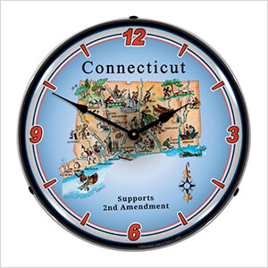 Connecticut Supports the 2nd Amendment Backlit Wall Clock