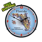 Collectable Sign and Clock Florida Supports the 2nd Amendment Backlit Wall Clock