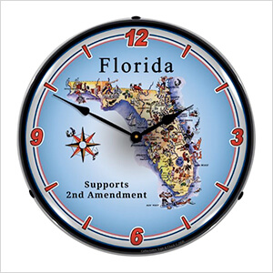Florida Supports the 2nd Amendment Backlit Wall Clock
