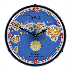 Hawaii Supports the 2nd Amendment Backlit Wall Clock