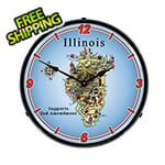 Collectable Sign and Clock Illinois Supports the 2nd Amendment Backlit Wall Clock