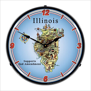 Illinois Supports the 2nd Amendment Backlit Wall Clock