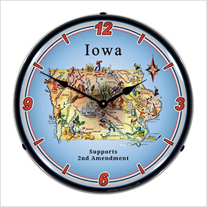 Iowa Supports the 2nd Amendment Backlit Wall Clock