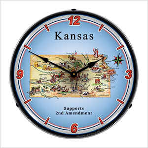 Kansas Supports the 2nd Amendment Backlit Wall Clock