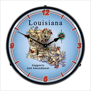 Louisiana Supports the 2nd Amendment Backlit Wall Clock