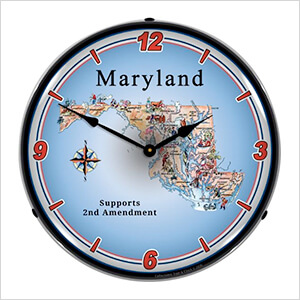Maryland Supports the 2nd Amendment Backlit Wall Clock