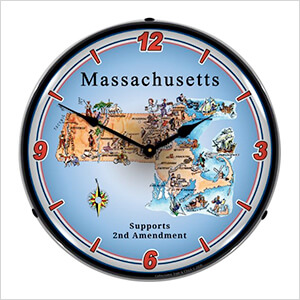 Massachusetts Supports the 2nd Amendment Backlit Wall Clock