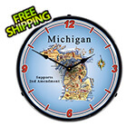 Collectable Sign and Clock Michigan Supports the 2nd Amendment Backlit Wall Clock