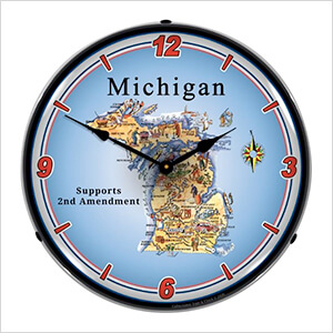 Michigan Supports the 2nd Amendment Backlit Wall Clock