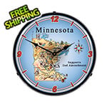 Collectable Sign and Clock Minnesota Supports the 2nd Amendment Backlit Wall Clock