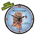 Collectable Sign and Clock Mississippi Supports the 2nd Amendment Backlit Wall Clock
