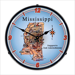 Mississippi Supports the 2nd Amendment Backlit Wall Clock