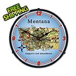 Collectable Sign and Clock Montana Supports the 2nd Amendment Backlit Wall Clock