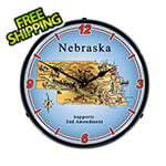 Collectable Sign and Clock Nebraska Supports the 2nd Amendment Backlit Wall Clock