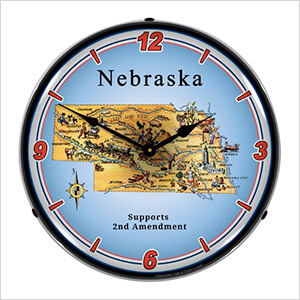 Nebraska Supports the 2nd Amendment Backlit Wall Clock