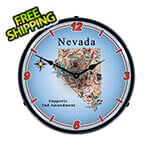 Collectable Sign and Clock Nevada Supports the 2nd Amendment Backlit Wall Clock