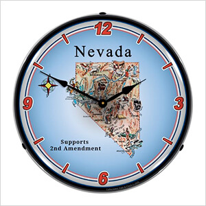 Nevada Supports the 2nd Amendment Backlit Wall Clock