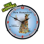 Collectable Sign and Clock New Hampshire Supports the 2nd Amendment Backlit Wall Clock