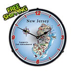 Collectable Sign and Clock New Jersey Supports the 2nd Amendment Backlit Wall Clock