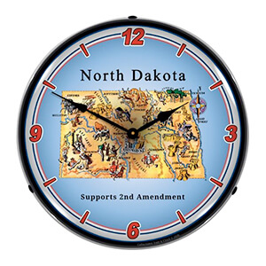 North Dakota Supports the 2nd Amendment Backlit Wall Clock