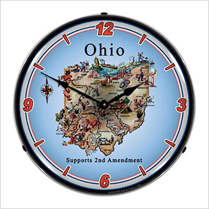 Ohio Supports the 2nd Amendment Backlit Wall Clock