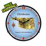 Collectable Sign and Clock Oklahoma Supports the 2nd Amendment Backlit Wall Clock