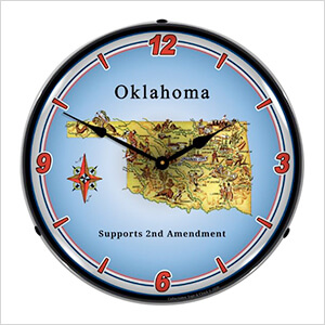 Oklahoma Supports the 2nd Amendment Backlit Wall Clock