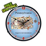 Collectable Sign and Clock Pennsylvania Supports the 2nd Amendment Backlit Wall Clock