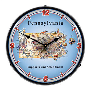 Pennsylvania Supports the 2nd Amendment Backlit Wall Clock