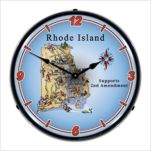 Rhode Island Supports the 2nd Amendment Backlit Wall Clock