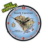 Collectable Sign and Clock South Carolina Supports the 2nd Amendment Backlit Wall Clock