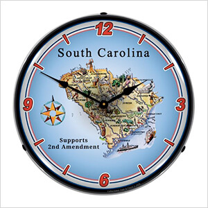 South Carolina Supports the 2nd Amendment Backlit Wall Clock