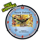 Collectable Sign and Clock South Dakota Supports the 2nd Amendment Backlit Wall Clock