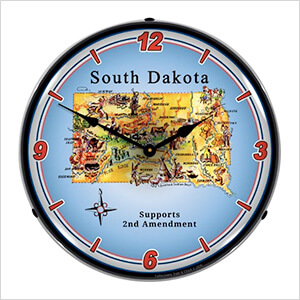 South Dakota Supports the 2nd Amendment Backlit Wall Clock