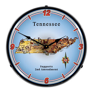 Tennessee Supports the 2nd Amendment Backlit Wall Clock