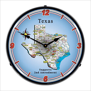 Texas Supports the 2nd Amendment Backlit Wall Clock