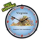 Collectable Sign and Clock Virginia Supports the 2nd Amendment Backlit Wall Clock