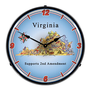 Virginia Supports the 2nd Amendment Backlit Wall Clock