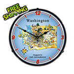 Collectable Sign and Clock Washington Supports the 2nd Amendment Backlit Wall Clock