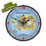 Collectable Sign and Clock Washington Supports the 2nd Amendment Backlit Wall Clock