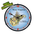Collectable Sign and Clock West Virginia Supports the 2nd Amendment Backlit Wall Clock