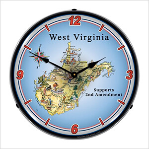 West Virginia Supports the 2nd Amendment Backlit Wall Clock