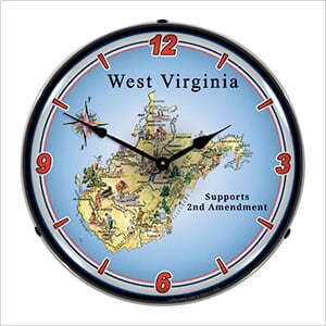 West Virginia Supports the 2nd Amendment Backlit Wall Clock