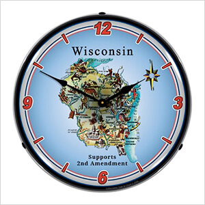 Wisconsin Supports the 2nd Amendment Backlit Wall Clock
