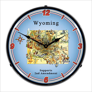 Wyoming Supports the 2nd Amendment Backlit Wall Clock