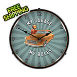 Collectable Sign and Clock My Garage My Rules Backlit Wall Clock