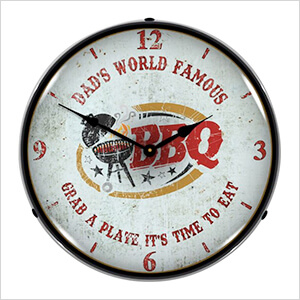 Dad's World Famous BBQ Backlit Wall Clock