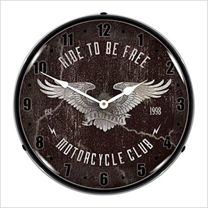 Ride to be Free Motorcycle Club Backlit Wall Clock